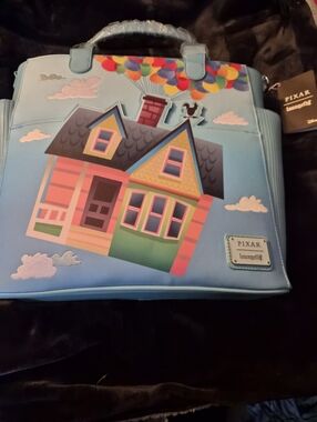 Loungefly Pixar Up Floating House Blue Multi-Color Tote